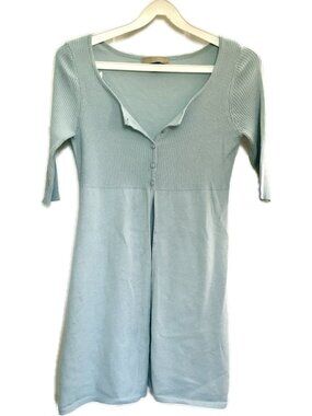 OneA muted aqua Light Weight Knit Sweater Cardigan 3/4 Sleeve Sweetheart Neck XS